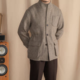 Blazer Eton Desportivo em Lã com Estampa Herringbone