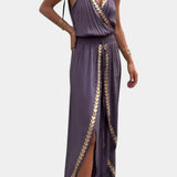 Lorena - Vestido Sofisticado com Detalhes Dourados