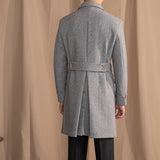 Palton Vintage de Lã com Estampa Herringbone Polo Palazzo