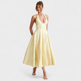 Halina - Vestido Midi com Detalhes de Corpete