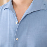 Camisa de Denim com Colarinho e Mangas Longas - Modelo 'Drape'