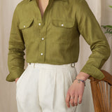 Camisa de Linho Toscana de Manga Longa