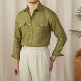 Camisa de Linho Toscana de Manga Longa