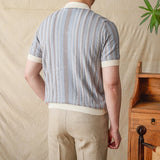 Camisa Jacquard de Algodão Tricotada com Mangas Curtas 'Ripley'