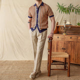 Camisa Jacquard de Algodão Tricotada com Mangas Curtas 'Ripley'
