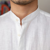 Camisa de Linho com Colarinho Grandad Positano