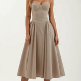 Odete - Elegante vestido midi com corpete