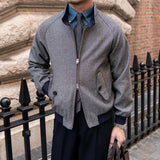 Casaco Harrington de Lã com Estampa Herringbone