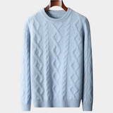 Pullover de lã merino extra-fina para o inverno com detalhe em cordão