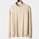 Pullover de lã merino extra-fina para o inverno com detalhe em cordão