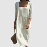 Nádia - Vestido de Linho Casual para o Verão