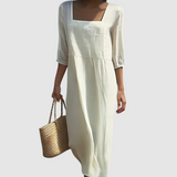 Nádia - Vestido de Linho Casual para o Verão