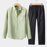 Conjunto de Verão Dolce Vita com Mangas Longas - Verde Menta e Preto