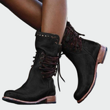 Botins de couro com cadarços