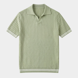 Polo Piquê Pistache Sem Botões com Detalhes em Ribbon