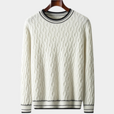 Suéter de Lã Merino Extra-Fina com Estampa Jacquard e Gola Redonda