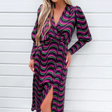Vestido Midi de Mangas Longas com Estampa Colorida