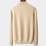 Cardigan de lã merino extra-fina com fecho de correr e detalhes em rib