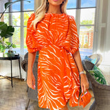 Vestido Mini Laranja Sangue com Mangas Longas