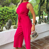 Salopete Magenta com Gola Racer e Cintura Ajustável com Cordão