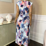 Robe Midi com Estampa Colorida e Bainha Assimétrica