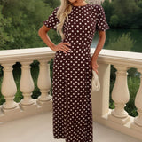 Robe Midi com Mangas Puff e Estampa de Bolinhas de Chocolate