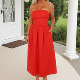 Robe Midi Laranja com Saia A-Line