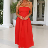 Robe Midi Laranja com Saia A-Line