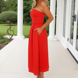 Robe Midi Laranja com Saia A-Line