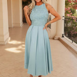 Vestido Midi A-Line com Top Bordado na Cor Ovo de Pato