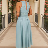 Vestido Midi A-Line com Top Bordado na Cor Ovo de Pato