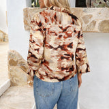 Camisa de Manga 3/4 com Estampa Marrom