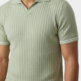 Polo Piquê Pistache Sem Botões com Detalhes em Ribbon