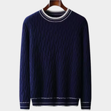 Suéter de Lã Merino Extra-Fina com Estampa Jacquard e Gola Redonda