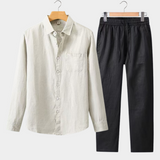 Conjunto de Verão Dolcevita de Manga Longa - Bege e Preto