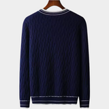 Suéter de Lã Merino Extra-Fina com Estampa Jacquard e Gola Redonda