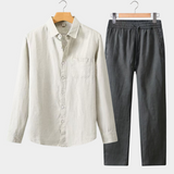 Conjunto de Verão Dolce Vita com Mangas Longas - Bege e Cinza