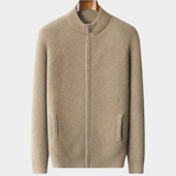 Cardigan de Cashmere Premium com Acabamentos em Canelado