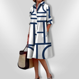Helena - Midi Dress with Geometric Design