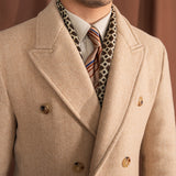 Palton Vintage de Lã com Estampa Herringbone Polo Palazzo