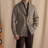 Blazer Eton Desportivo em Lã com Estampa Herringbone