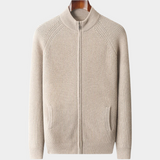 Cardigan de Cashmere Premium com Acabamentos em Canelado