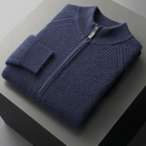 Cardigan de Cashmere Premium com Acabamentos em Canelado