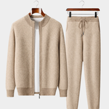 Conjunto de Pura Lã Merino Extra-Fina com Estampa Herringbone