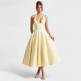 Halina - Vestido Midi com Detalhes de Corpete