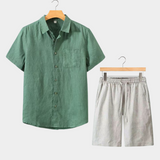 Conjunto de Verão Dolce Vita - Mangas Curtas em Verde e Bege