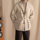 Blazer Eton em Lã Tweed com Estampa Herringbone