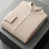 Cardigan de Cashmere Premium com Acabamentos em Canelado