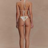 Huntleigh Crocheted Bikini - White with Golden Sun Print