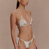Huntleigh Crocheted Bikini - White with Golden Sun Print